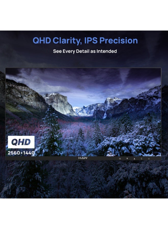 هاو شاشة ألعاب HAW Q27IPY1 مقاس 27 بوصة QHD 2560×1440 بتقنية IPS، معدل تحديث 200 هرتز، زمن استجابة 0.5 مللي ثانية MPRT، تدعم HDMI 2.1، متوافقة مع FreeSync وG-Sync، مكبرات صوت مدمجة، شاشة مسطحة، مناسبة للكمبيوتر وأجهزة الألعاب – أسود - Image 4